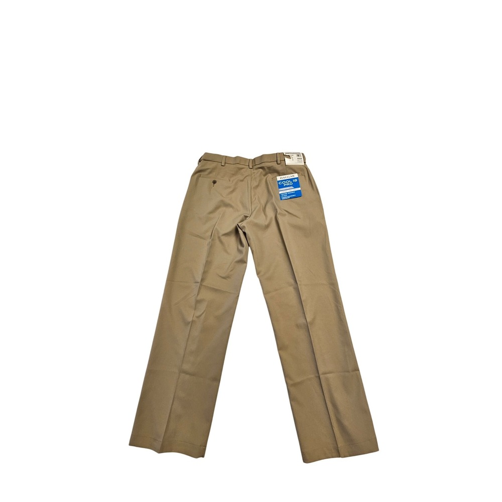 Haggar Cool 18 Pro‎ Mens Classic Fit Flat Front Pants Khaki 38x30 NWT